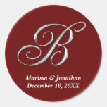 Initial B wine red monogram custom name favor seal Sticker