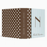 Initial Brown Polkadots/Blue Stripes Vinyl Binders