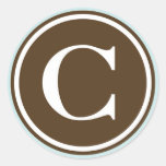 Initial C monogram circle letter seal party favor Stickers
