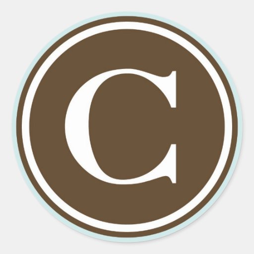 Initial C monogram circle letter seal party favor Stickers