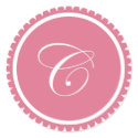 Initial C princess pink monogram seal party favor sticker