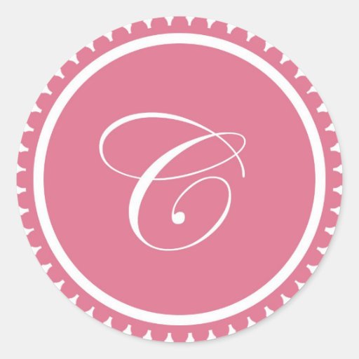 Initial C princess pink monogram seal party favor Stickers