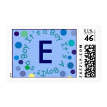 INITIAL "E" IT'S A BOY POLKA DOTS BLUE STAMP