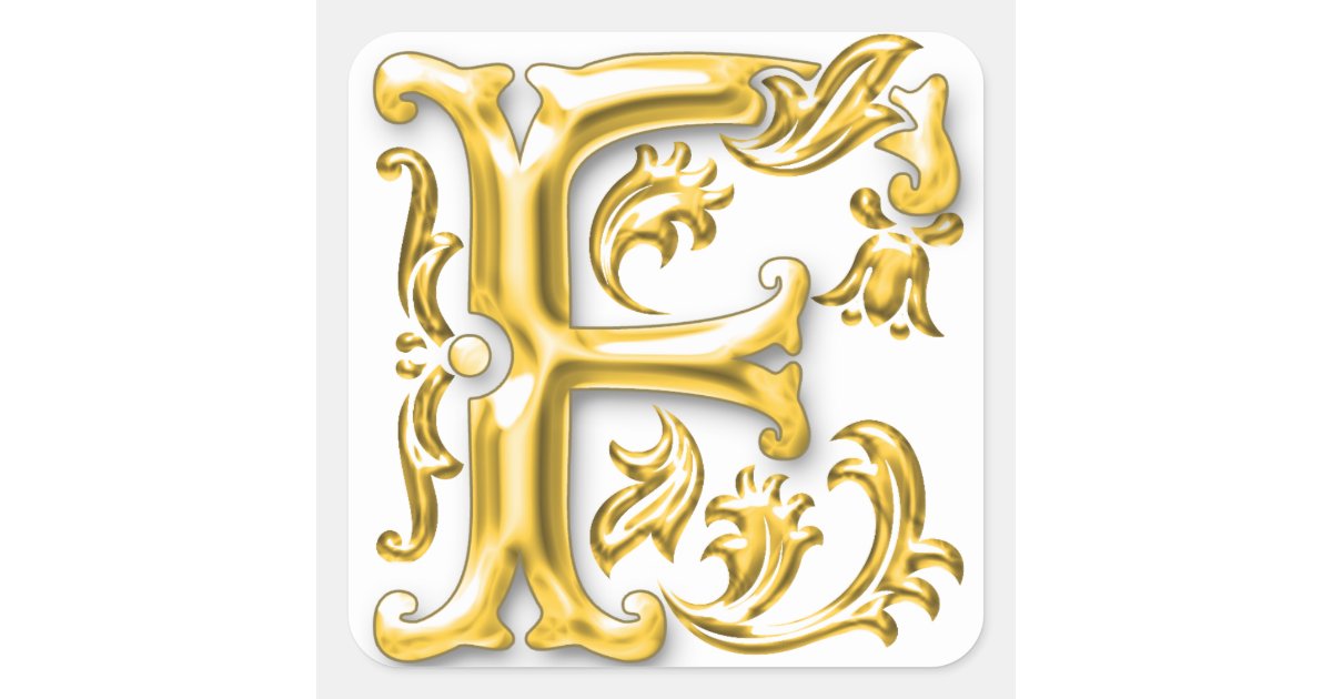 Initial F Capital Letter Sticker in Gold | Zazzle