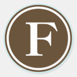 Initial F monogram circle letter seal party favor Round Sticker