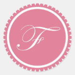 Initial F princess pink monogram seal party favor Stickers