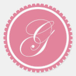 Initial G princess pink monogram seal party favor Sticker