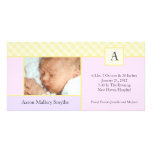 Initial Gingham Patchwork Girl Baby Photo Cards