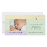 Initial Gingham Patchwork New Baby Photo Cards