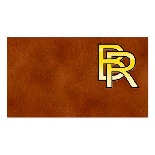 initial gold B and R on leather bottom Business Card Templates (back side)