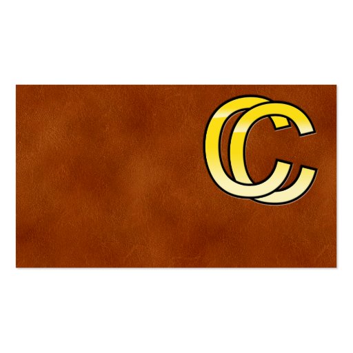 initial gold C and C on leather bottom Business Card (back side)