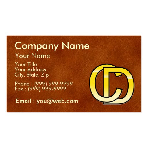 initial gold C and D on leather bottom Business Card Template (front side)