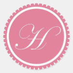 Initial H princess pink monogram seal party favor Stickers
