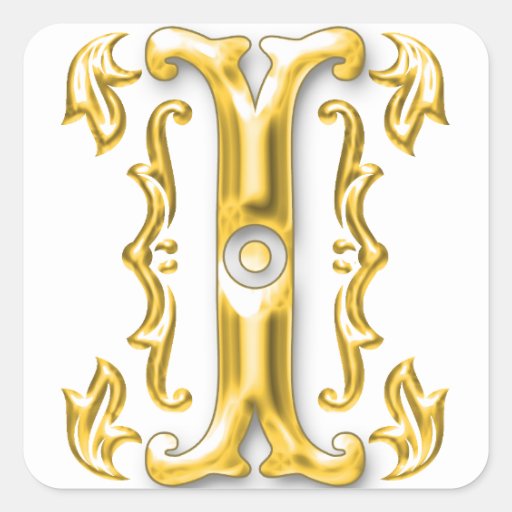 Initial I Capital Letter Sticker in Gold Zazzle