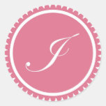 Initial I princess pink monogram seal party favor Stickers