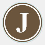 Initial J monogram circle letter seal party favor Round Stickers