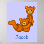 Initial J~Teddy Bear Alphabet Letter~Custom Name Posters