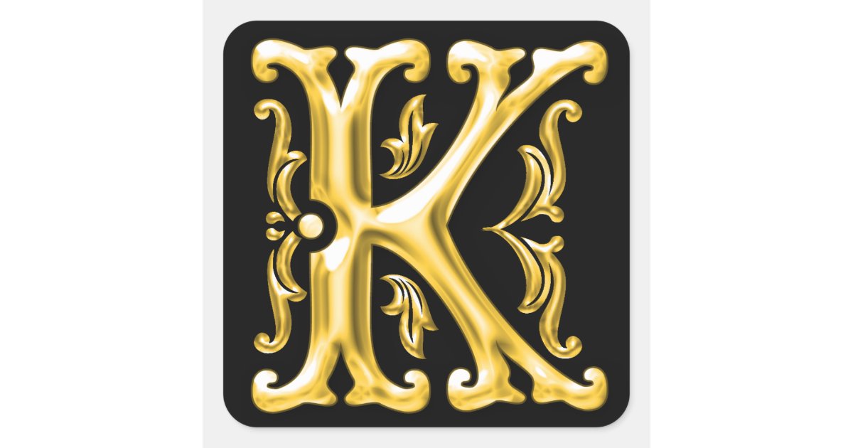 Initial K Capital Letter Sticker in Gold Zazzle