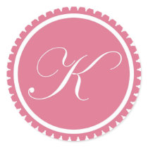 Initial K princess pink monogram seal party favor stickers by FidesDesign Initial K princess pink monogram seal party favor stickers