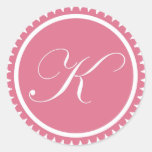 Initial K princess pink monogram seal party favor Stickers