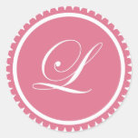 Initial L princess pink monogram seal party favor Stickers