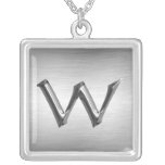 Initial Letter "W" Silver Necklace