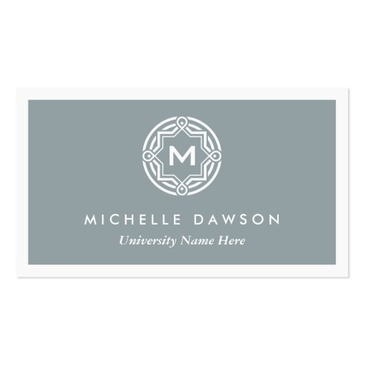 INITIAL LOGO for STUDENTS/UNIVERSITY (Gray) Business Card Template (front side)