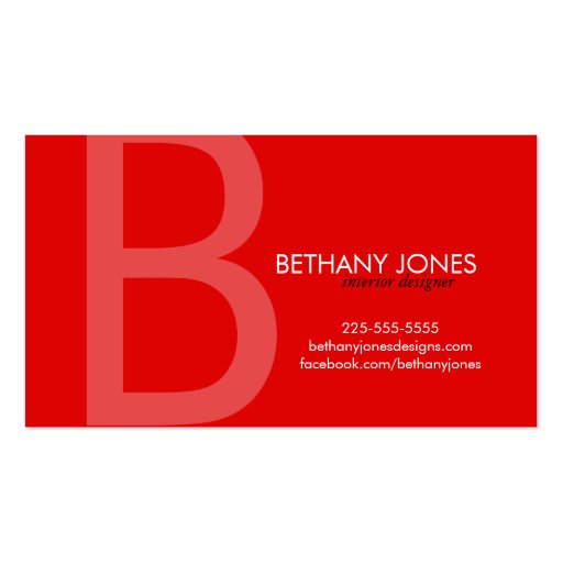 Initial Monogram Business Business Card Template (front side)