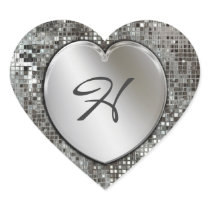 Initial Monogram Heart On Sequins Sticker