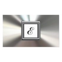 Initial Monogram Silver Metal Business Cards business cards