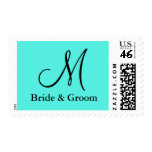 Initial Monogram Wedding postage:: Blue