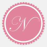 Initial N princess pink monogram seal party favor Stickers