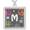 Initial Peace Sign Necklace necklace
