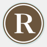 Initial R monogram circle letter seal party favor Stickers
