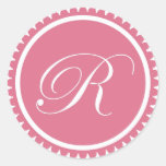 Initial R princess pink monogram seal party favor Stickers