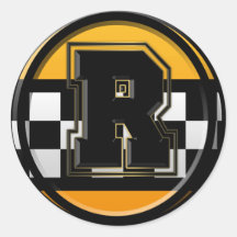 Initial R taxi driver Round Stickers