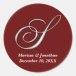 Initial S wine red monogram custom name favor seal Stickers
