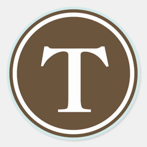 Initial T monogram circle letter seal party favor Classic Round Sticker