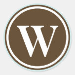 Initial W monogram circle letter seal party favor Stickers