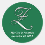 Initial Z green monogram custom name favor seal Stickers