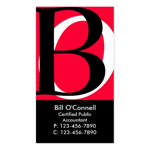 Initials Business Card/ Red (front side)