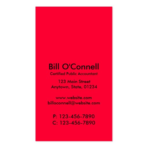 Initials Business Card/ Red (back side)