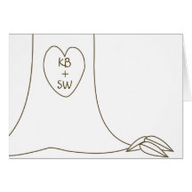 Initials Carved in Tree Trunk Card - Customized