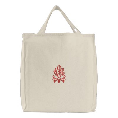 Initials Embroidered Tote Bag