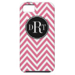 Initials Pink White Chevron Pattern iPhone 5 Case