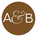 INITIALS STICKER SEAL BROWN WHITE