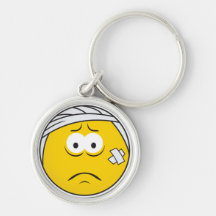 Injured Boo boo Smiley Face Keychains