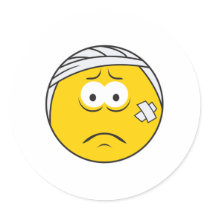 Injured Boo boo Smiley Face stickers by doonidesigns Injured Boo boo Smiley Face stickers