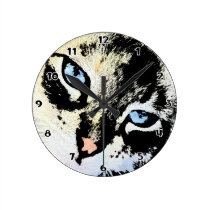 Ink Cat Round Wall Clock