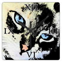 Ink Cat Square Wall Clock